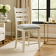 Wen Counter Height Chair Set of 2 | Gray Fabric Seat | Weathered White