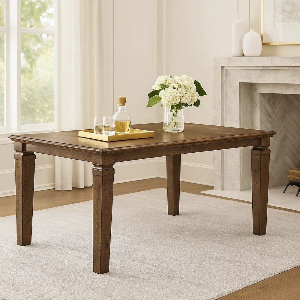 Kin Dining Table w Removable Leaf | 66-84" Top | Light Brown Veneer