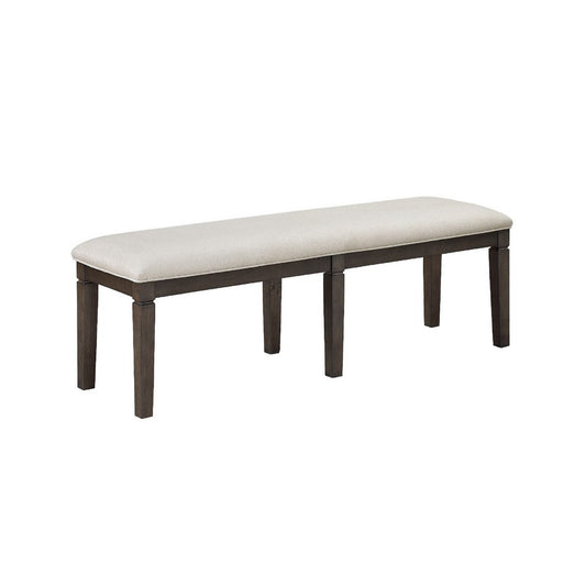 Vicy Bench | 58" Beige Textured Fabric Seat | Espresso Brown Legs