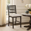 Vicy Counter Height Chair Set of 2 | Beige Fabric Seat | Espresso Brown