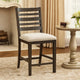 Vicy Counter Height Chair Set of 2 | Beige Fabric Seat | Espresso Brown