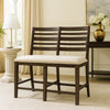 Vicy Counter Height Bench | Beige Fabric Seat | Espresso Brown Base