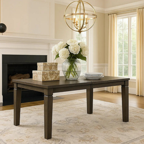 Vicy Dining Table w Removable Leaf | 66-84" Top | Espresso Brown