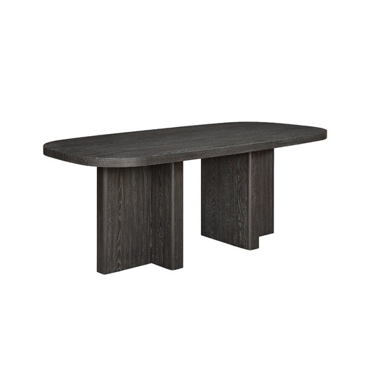 Mez Dining Table | 78" Rectangular Top | Double Pedestal Base | Ebony Black