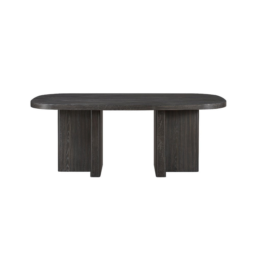 Mez Dining Table | 78" Rectangular Top | Double Pedestal Base | Ebony Black
