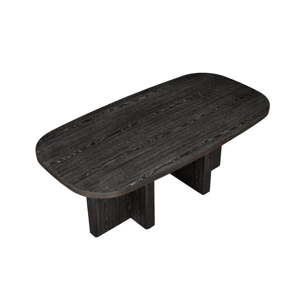 Mez Dining Table | 78" Rectangular Top | Double Pedestal Base | Ebony Black