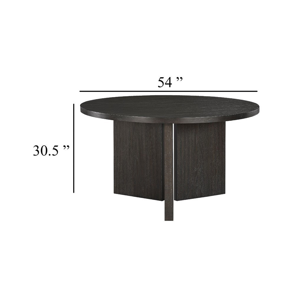 Mez Dining Table | 54" Circular Top | Pedestal Base | Ebony Black