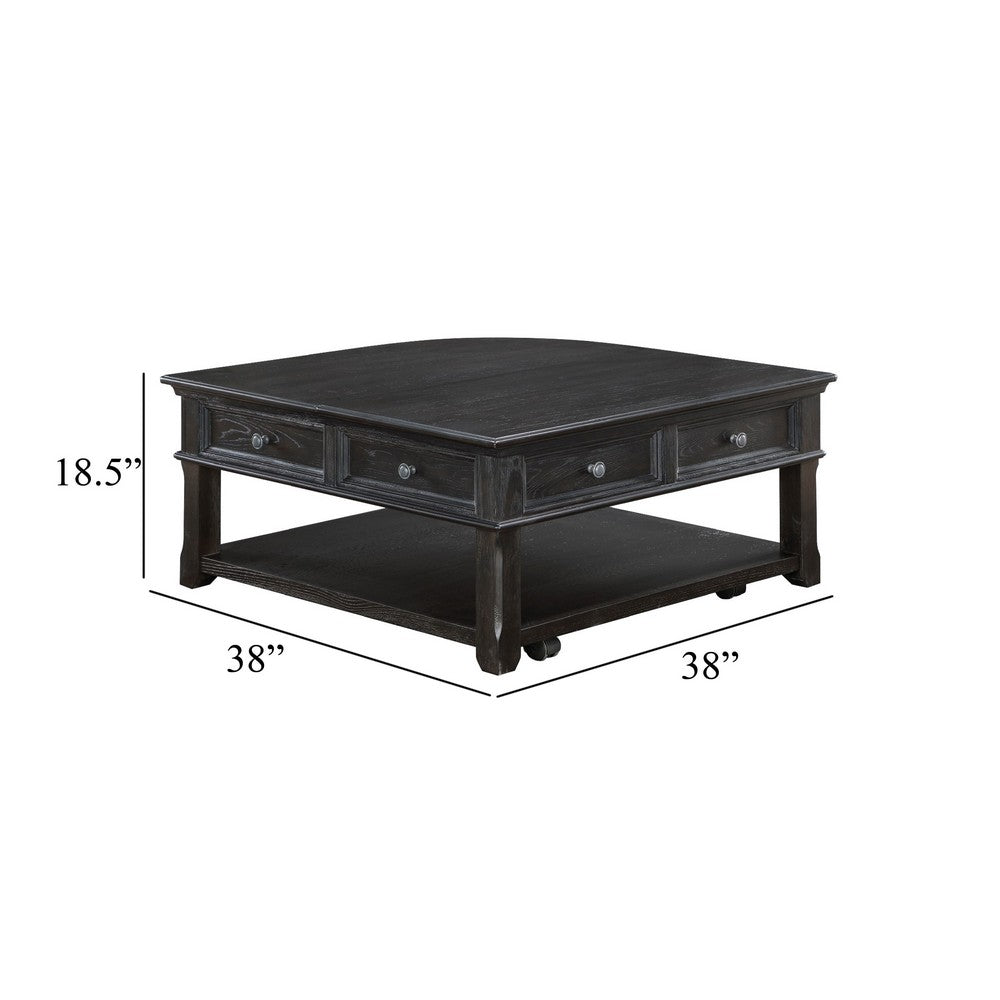 Riel Cocktail Coffee Table w Storage | 38" Lift Top | Charcoal Black