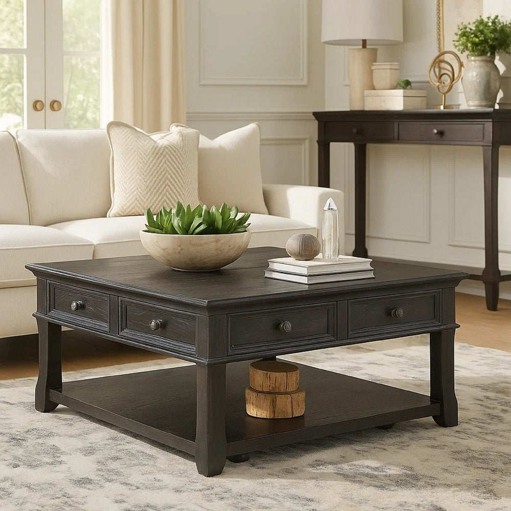 Riel Cocktail Coffee Table w Storage | 38" Lift Top | Charcoal Black