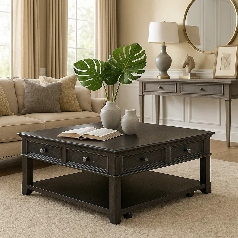 Riel Cocktail Coffee Table w Storage | 38" Lift Top | Charcoal Black