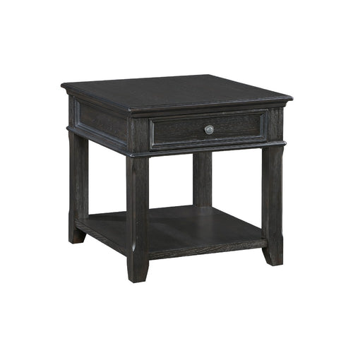 Riel Side End Table w USB Port | 27" Top | 1 Drawer | Charcoal Black