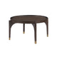 Azy Coffee Table | 36" Round Top | Gold Capped Legs | Dark Brown