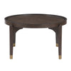 Azy Coffee Table | 36" Round Top | Gold Capped Legs | Dark Brown