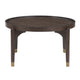 Azy Coffee Table | 36" Round Top | Gold Capped Legs | Dark Brown