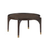 Azy Coffee Table | 36" Round Top | Gold Capped Legs | Dark Brown
