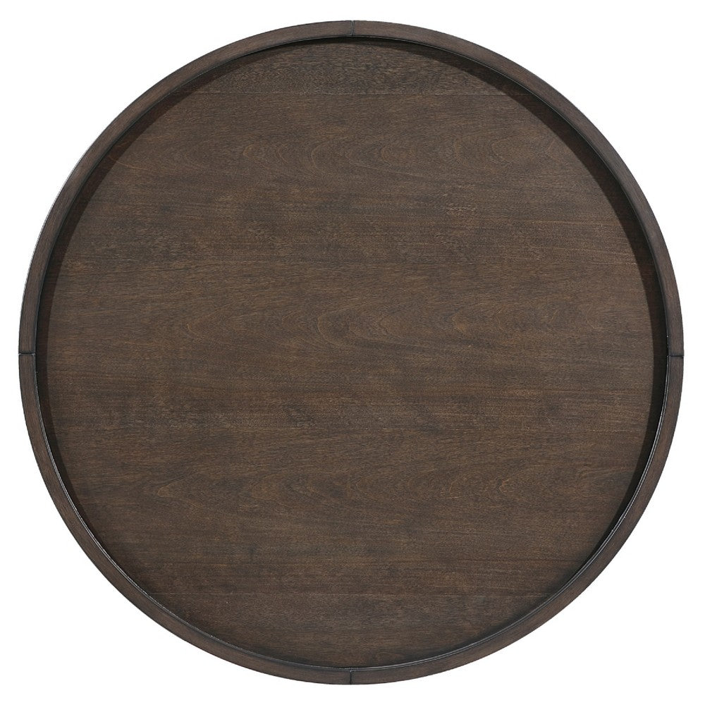 Azy Coffee Table | 36" Round Top | Gold Capped Legs | Dark Brown