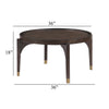 Azy Coffee Table | 36" Round Top | Gold Capped Legs | Dark Brown