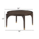 Azy Coffee Table | 36" Round Top | Gold Capped Legs | Dark Brown