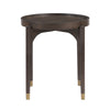 Azy Side End Table | 24" Round Top | Gold Capped Legs | Dark Brown