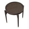 Azy Side End Table | 24" Round Top | Gold Capped Legs | Dark Brown