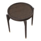 Azy Side End Table | 24" Round Top | Gold Capped Legs | Dark Brown