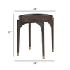 Azy Side End Table | 24" Round Top | Gold Capped Legs | Dark Brown