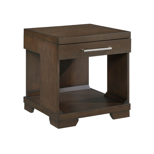 Duny Side End Table | 24" Top | 1 Drawer with Handle | Espresso Brown