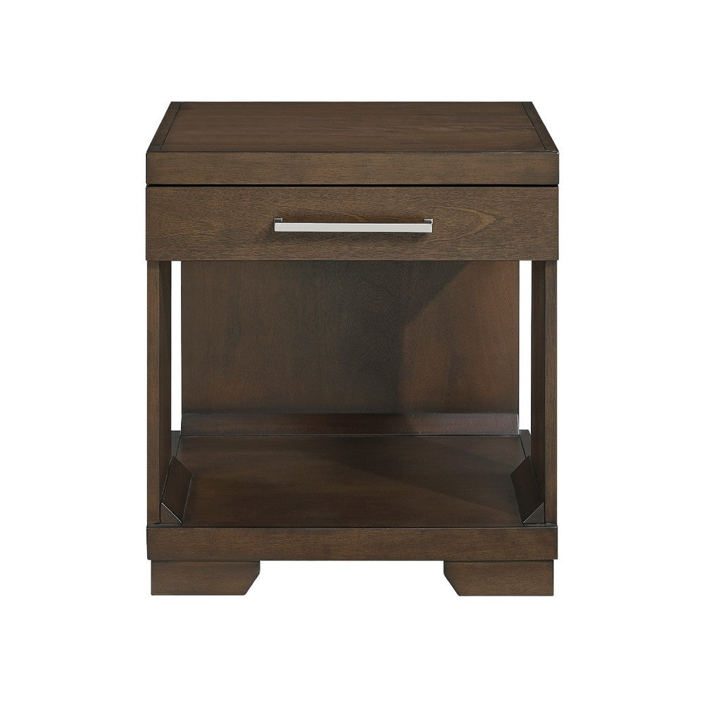 Duny Side End Table | 24" Top | 1 Drawer with Handle | Espresso Brown