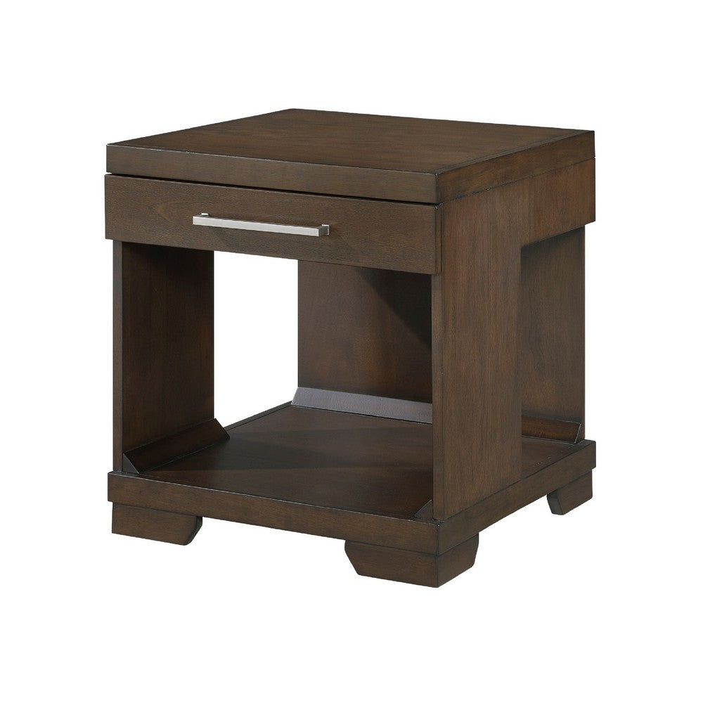 Duny Side End Table | 24" Top | 1 Drawer with Handle | Espresso Brown