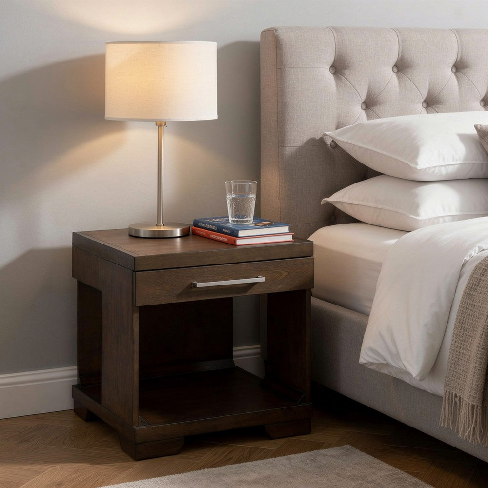 Duny Side End Table | 24" Top | 1 Drawer with Handle | Espresso Brown