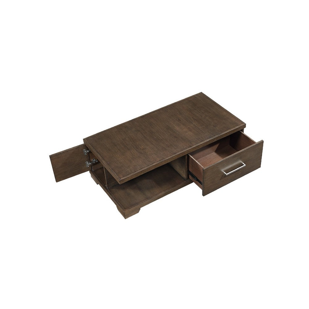 Duny Coffee Table with Open Shelf | 50" | 1 Door | Espresso Brown