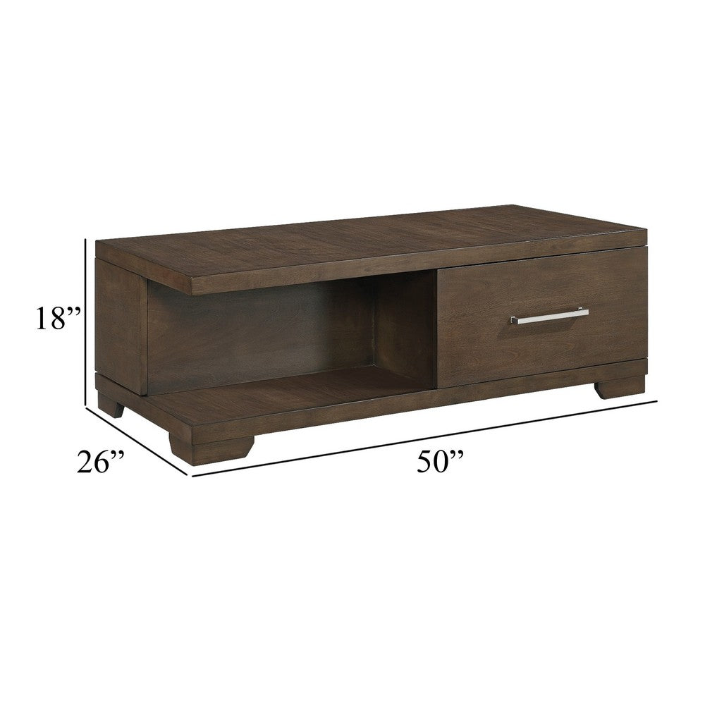 Duny Coffee Table with Open Shelf | 50" | 1 Door | Espresso Brown