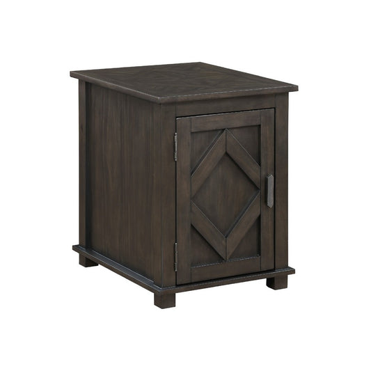 Leky Chairside Table | 22" | 1 Cabinet with Adjustable Shelf | Brown