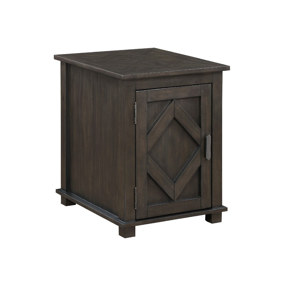 Leky Chairside Table | 22" | 1 Cabinet with Adjustable Shelf | Brown