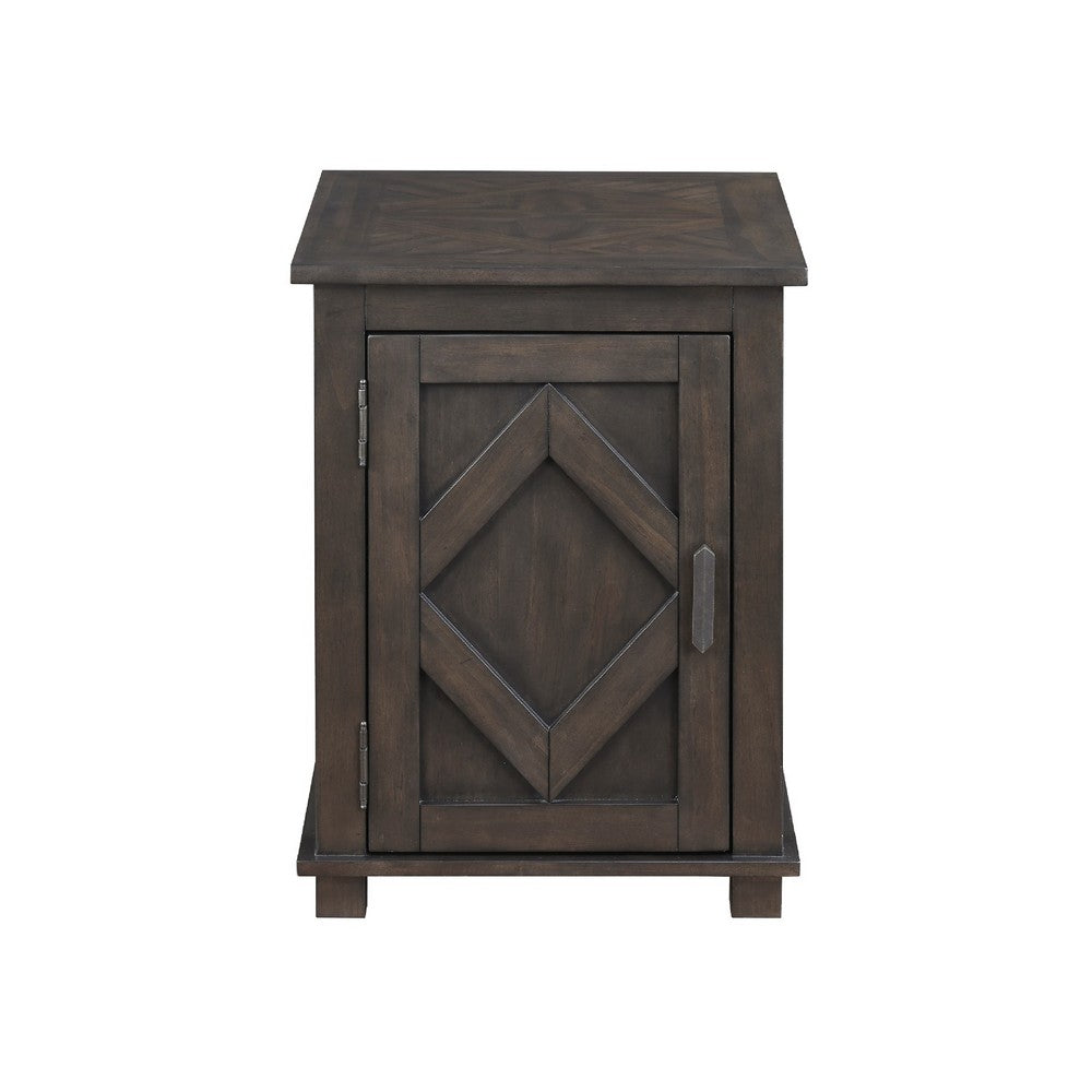 Leky Chairside Table | 22" | 1 Cabinet with Adjustable Shelf | Brown