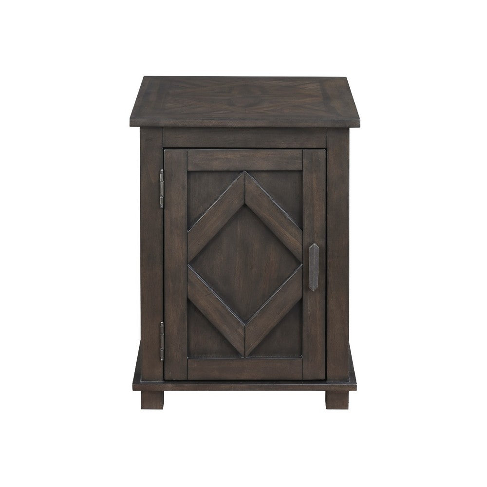 Leky Chairside Table | 22" | 1 Cabinet with Adjustable Shelf | Brown