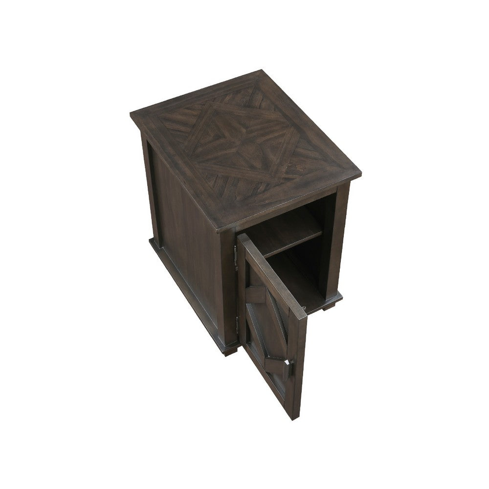 Leky Chairside Table | 22" | 1 Cabinet with Adjustable Shelf | Brown