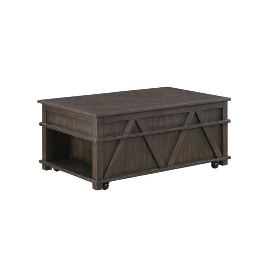 Leky Coffee Table | 44" | 1 Lift Top with Shelf Underneath | Brown