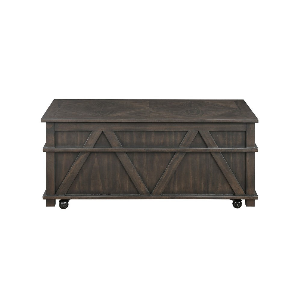 Leky Coffee Table | 44" | 1 Lift Top with Shelf Underneath | Brown
