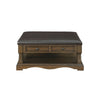Rox Coffee Table | 39" Brown Faux Leather Top | 4 Drawers & Shelf