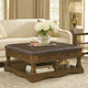 Rox Coffee Table | 39" Brown Faux Leather Top | 4 Drawers & Shelf