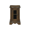 Rox Chairside End Table | 22" | 1 Glass Door w USB A & C Ports | Brown