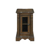 Rox Chairside End Table | 22" | 1 Glass Door w USB A & C Ports | Brown