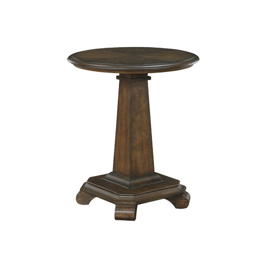 Rox Side End Table | 22" Round Top | Tapered Pedestal Base | Brown