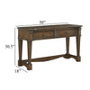 Rox Sofa Console Table | 50" Top | 2 Drawers w Bronze Knobs | Brown