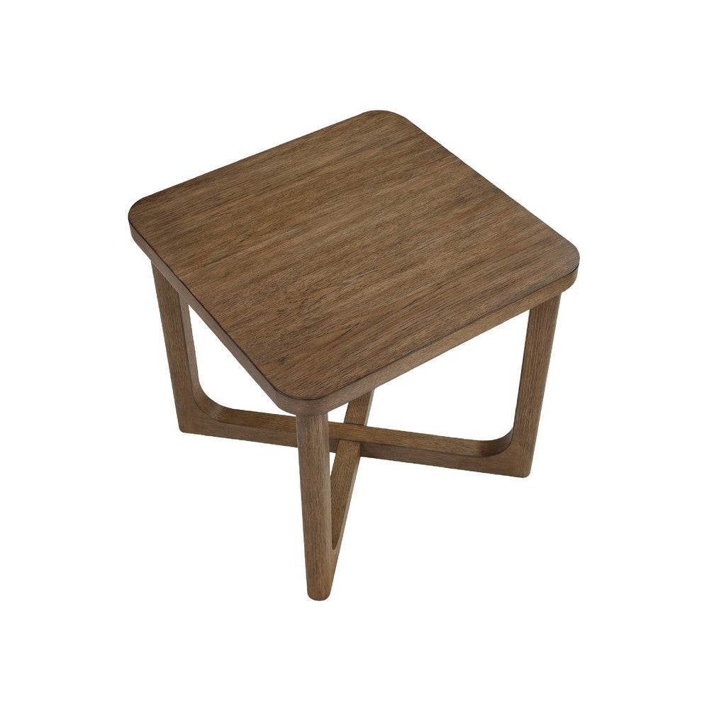Bly Side End Table | 24" Square Top | X-Base Design | Light Brown