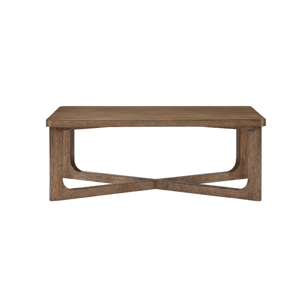Bly Coffee Table | 48" Rectangle Top | X-Base Design | Light Brown