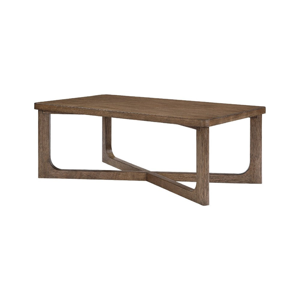 Bly Coffee Table | 48" Rectangle Top | X-Base Design | Light Brown