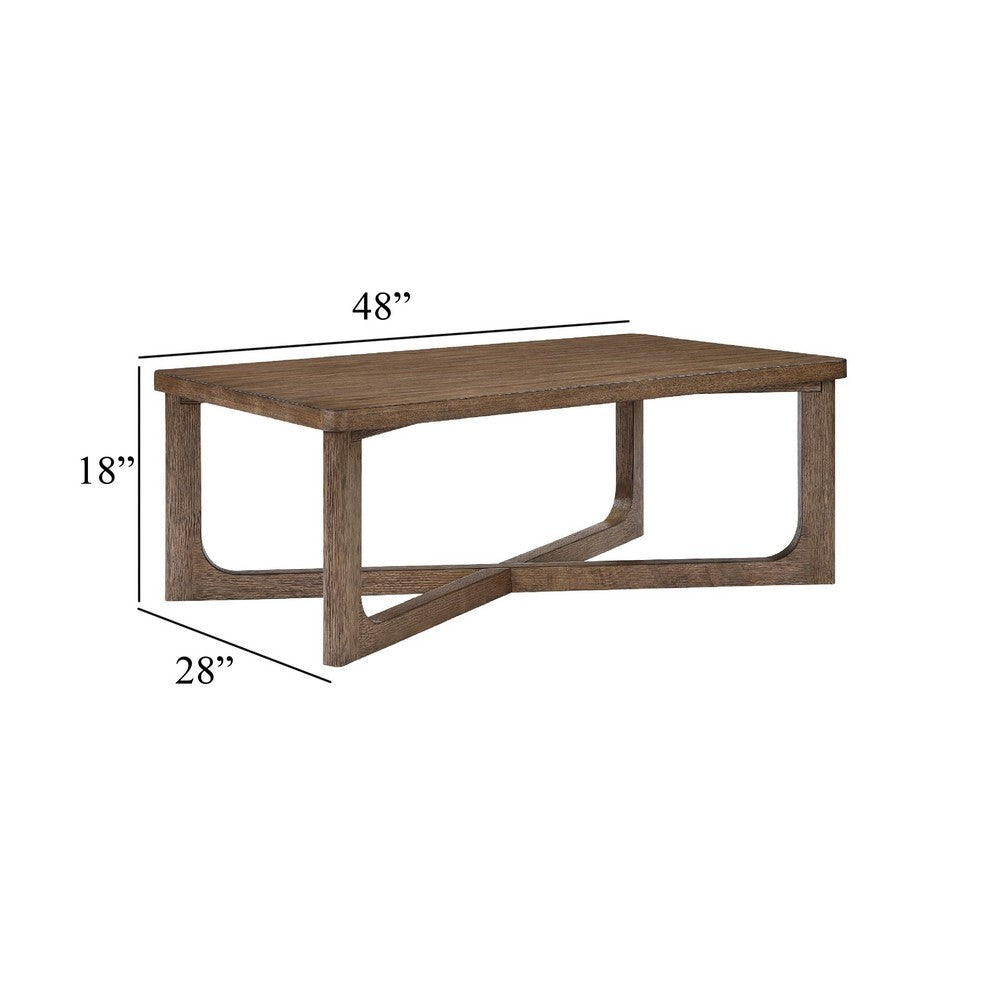 Bly Coffee Table | 48" Rectangle Top | X-Base Design | Light Brown