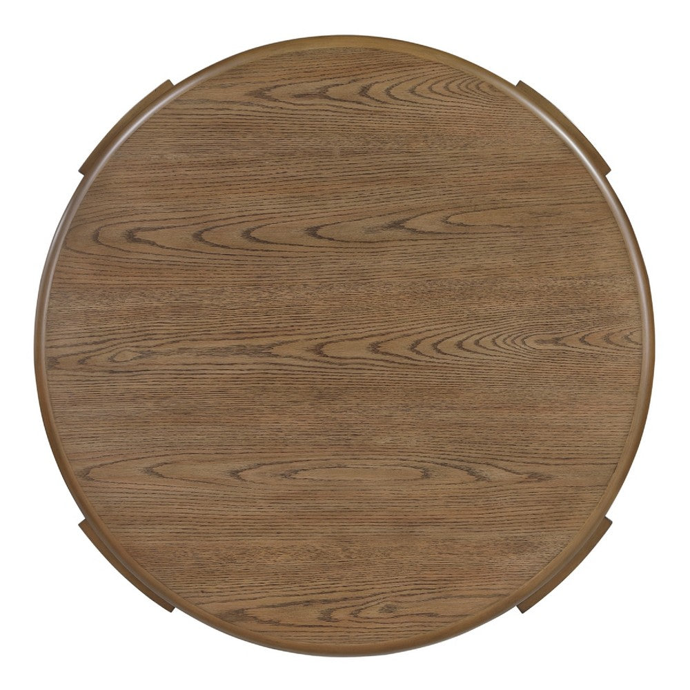 Eli Coffee Table | 40" Round Swivel Top | Lower Open Shelf | Brown